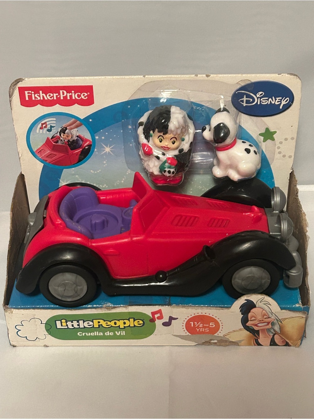 Fisher-Price Little People Cruella De Vil Red Toy Car with Figures